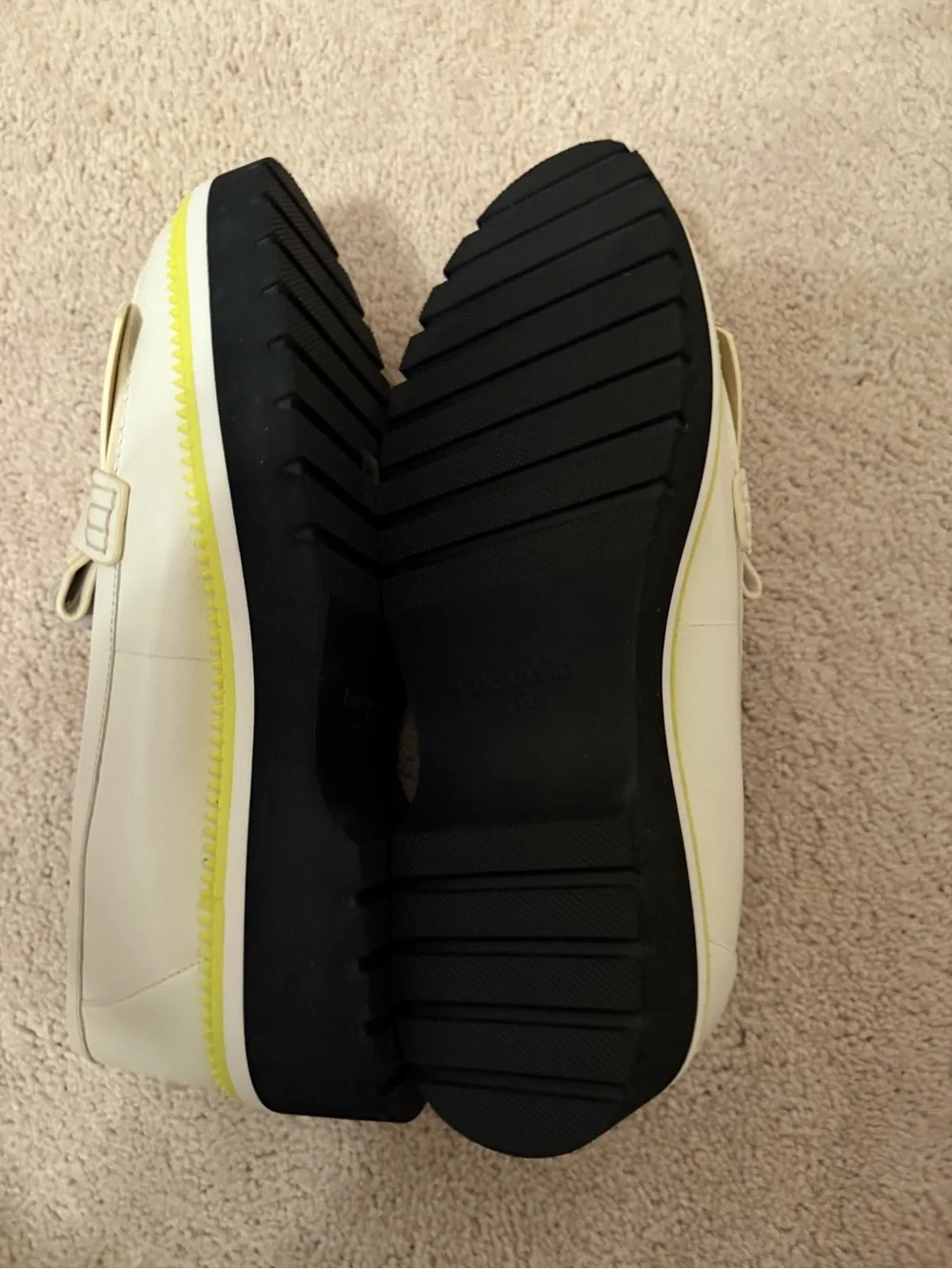 Kate Spade New York Leandra Lug Sole Kiltie Fringe Loafers Creamwith Yellow Trim